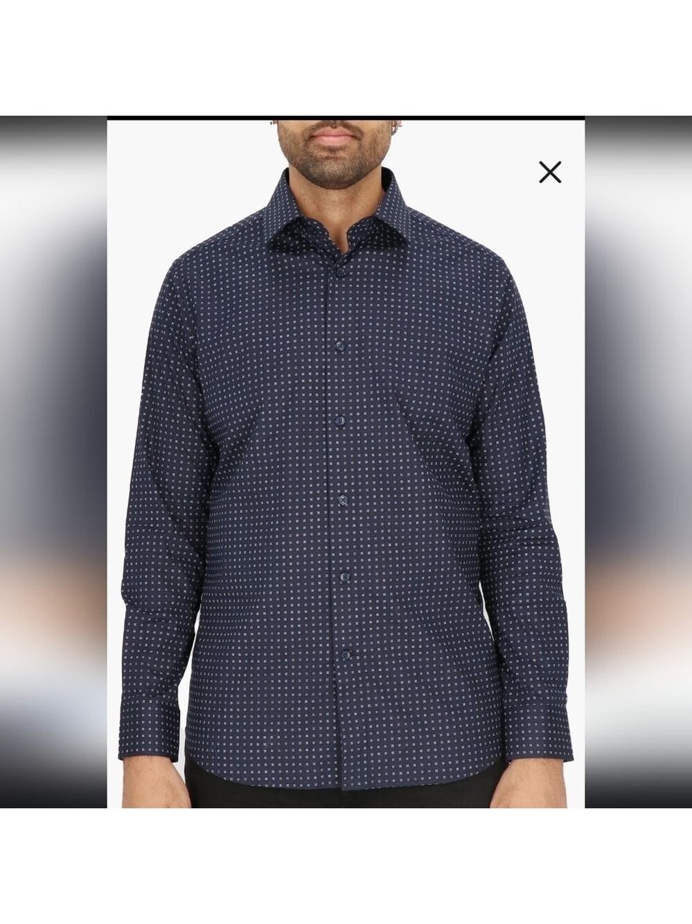 SCOTCH & SODA men's dot print black cotton stretch collar shirt Large